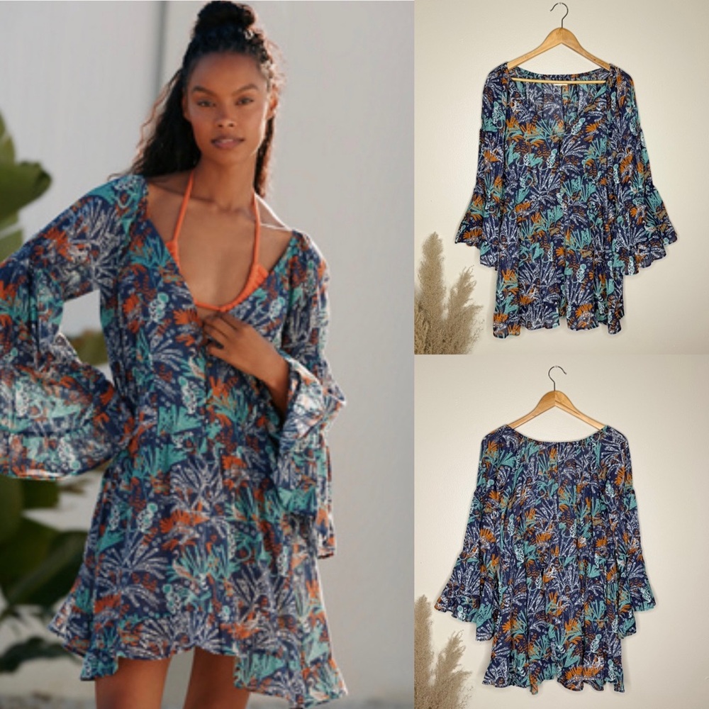 Anthropologie Celandine Boho Coverup Cotton Tunic Dress